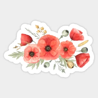 Poppy and wild grasses Sticker